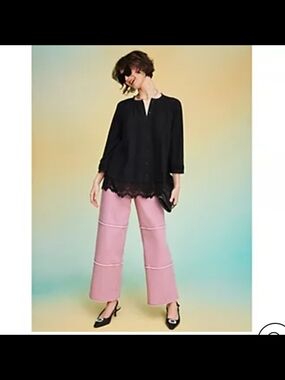 LOGO by Lori Goldstein Reg Wide Leg Jean with Frayed Edge Detail